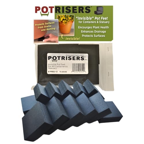 12 Pack Large 2" Wide x 3/4" Tall Value Pack | Invisible Pot Feet & Plant Risers | Drainage & Airflow for Planters, Pots, Garden Decor | Patios, Decks, Gardens