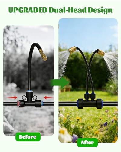 66FT Drip Irrigation System with 40 Nozzles, Automatic Drip Irrigation Kit, Garden Watering System with Dual-Head 360° Bendable Spray Nozzles for Lawn, Raised Bed (66FT, 40 Nozzles) - view 2
