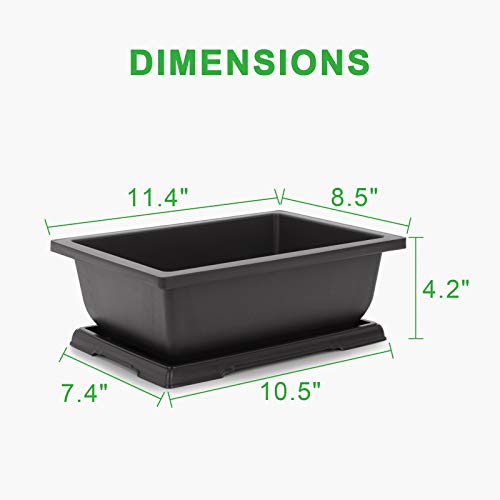 11 Inch Bonsai Training Pots with Drainage Trays & Repotting Mat - view 2