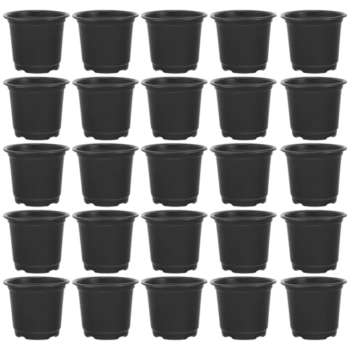 30pcs Black Plastic Nursery Pots 100mm Medium Seedling Containers for Indoor Outdoor Plant Propagation and Garden Supply