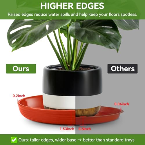 15 Pack Plant Trays for Pots 1.5" Deep Plant Saucers, Heavy Duty 8" 10" 12 inch Plant Tray Bulk Thickened Plant Plates to Catch Water, Durable Plant Saucer Flower Pot Accessories - view 4