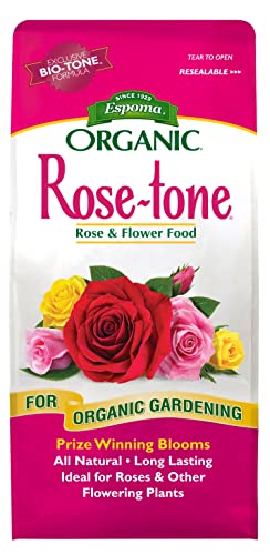 Organic Rose-Tone 4-3-2 Organic Fertilizer for All Types of Roses and Other Flowering Plants. Promotes Vigorous Green Growth and Abundant Blooms. 4 lb. Bag