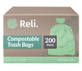 Reli. Compostable 6-8 Gallon Trash Bags | 200 Count Bulk | Green