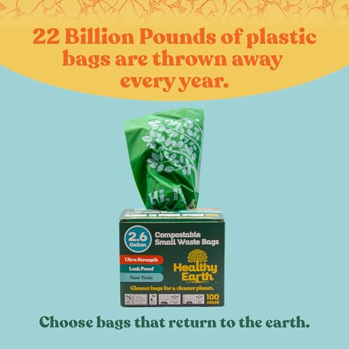 2.6 Gallon Compostable Trash Bags – 100 Count Small Trash & Kitchen Compost Bags for Countertop Bins, Extra Thick Plant-Based Food Scrap Liners, BPI & TÜV Certified ASTM D6400 - view 4