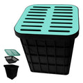 15.75x15.75x16.54 in Catch Basin for Drainage with Composite Resin Grate,Catch Basin with Debris Basket, French Drain Kit without Reserved Hole for Yard,Downspout,Lawn,Municipal Pipeline