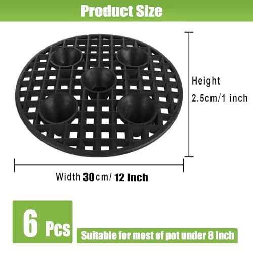 6 Pcs 12 Inch Pot Elevators for Plants Black - view 2