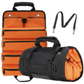 Tool Roll Bag, Tool Bag Organizer, Tool Carrier Roll UP Storage Pouches with 6 Zipper Pockets & Strap, Gifts for Men Mechanic Electrician Hobbyist (Orange)