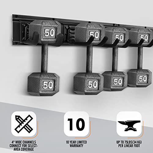 Garden Tool Storage Rack, Outdoor Power Tools Hangers for Garage Wall Organization with 6 assorted Multi-Purpose Hooks, Organizer Holders for Landscaping Equipment, Folding Chairs, Ladders etc. - view 3