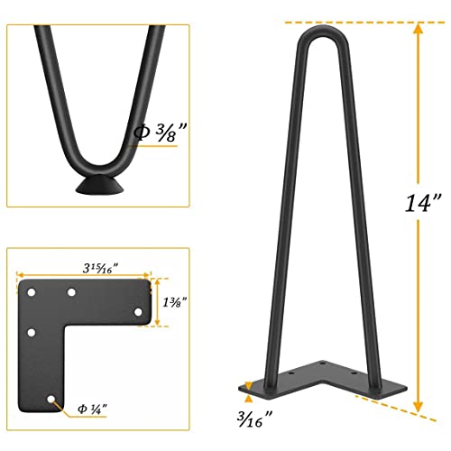 Hairpin Table Legs 14 inch, Black, 4 PCS - view 2