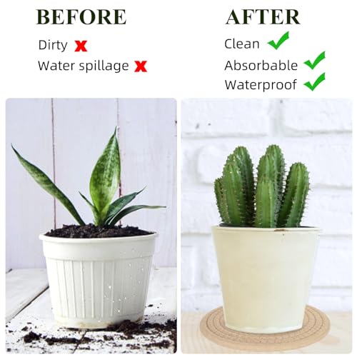 4 PCS Plant Coasters 4 & 7 Inch Woven Plant Saucer Coaster for Gardening Indoor and Outdoor Pots (Khaki) - view 5