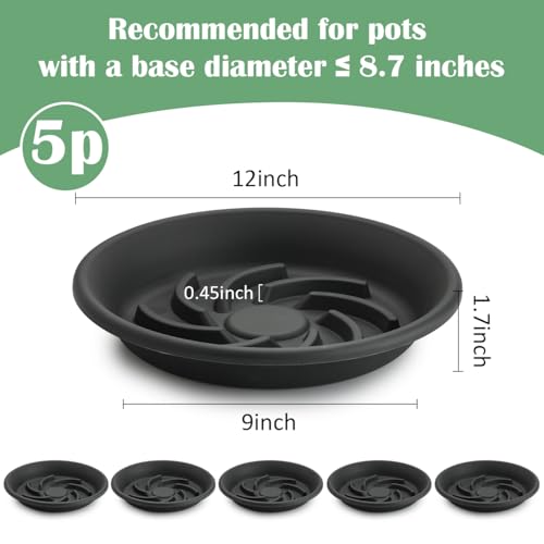 12 Inch Plant Saucers for Pots 5P, Pot Elevator for Grow Bags Drip Trays - view 2