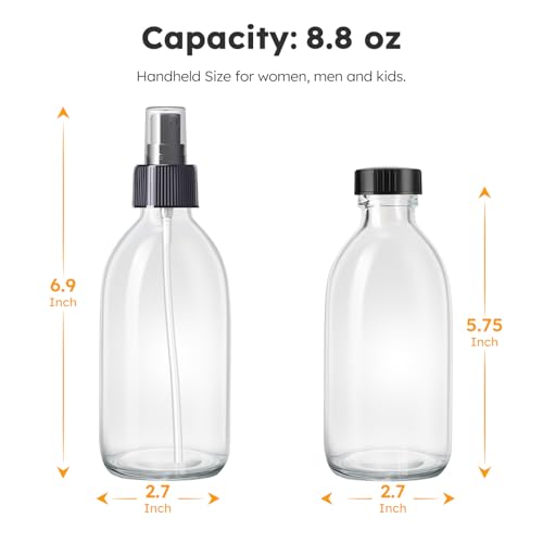 2 Pack Glass Spray Bottles 8.8 oz, 250ml Empty Spray Bottle(Black Nozzle) - view 4