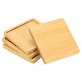 Plant Pot Saucer 3.5 Inch, 4 Pack Bamboo Square Flower Drip Tray for Home Indoor