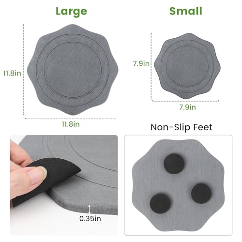 Plant Saucer for Indoors, 2 Packs 8 12 inch, Diatomaceous Earth Pot Saucers No Holes, Instant Dry Plant Drainage Trays for Pots, Dark Gray - view 6