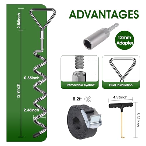 Trampoline Stakes Anchors Ground Anchors Screw in, Silver-4Pack - view 2