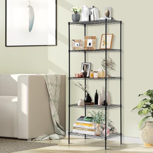 5-Tier Metal Shelving Unit, 750 lb, 24 x 14 x 60 in, Black - view 2