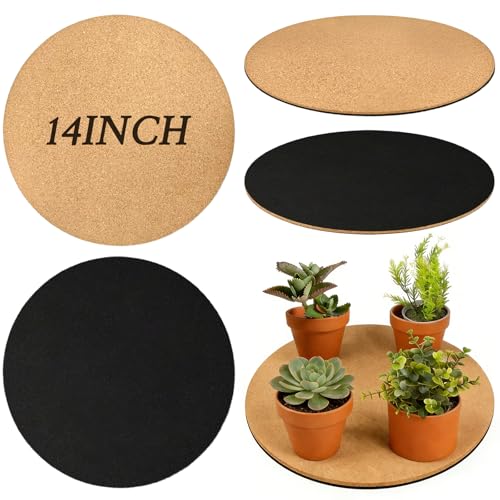 2 Pcs Large Cork Plant Coasters 14 Inch Double Layers Thicken Planter Coaster Plant Pot Saucers Waterproof Non-Slip Mat for Indoor Outdoor Plants Home Floor Protection