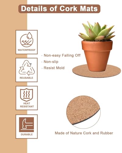 12 Inch Cork Plant Coasters, 2 Pack Large Round Plant Mats for Planters - view 3