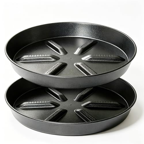 12 inch Plant Saucer 2 Pack Elevated Core – Superior Drainage & Sturdy Thick Plastic Round Water Catcher Tray Plant Drip Trays Saucers for Pots