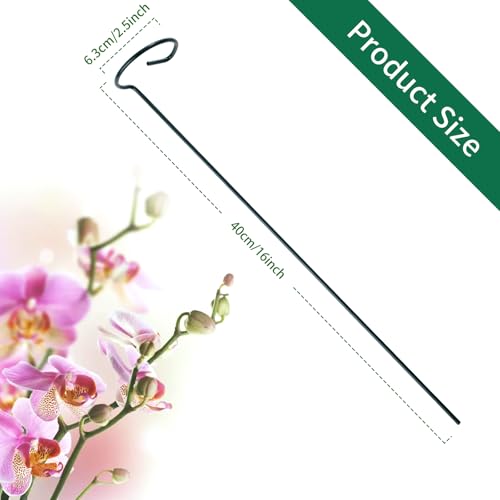 12 Pack Plant Support Stakes with 24 Pcs Plant Clips, Garden Single Stem Support Stake, Plant Cage Support Ring for Indoor Outdoor Flowers Rose Amaryllis Tomatoes Peony Lily Orchid (16 Inch) - view 2