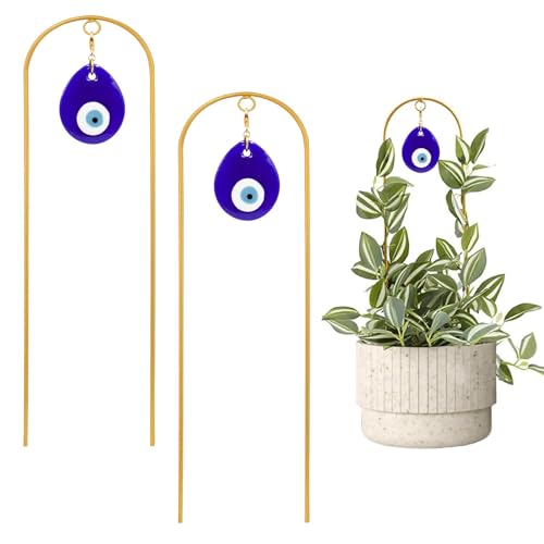 Plant Trellis for Climbing Plants indoor Evil Eye Decorations Mini Metal Houseplant Climber Support for Potted Plants Trellis Metal Yard Art Garden Stakes Decorative Indoor Outdoor 2 Pack Ivy