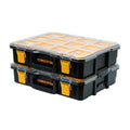 Small Parts Organizer & Tool Box – 10 Compartments, IP65 Water & Dust Protection, Stackable Storage with Interlocking Latch, Removable Tray, Clear Lid, Portable Design, 2-Pack (72365-P2)