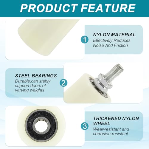 5.9" x 2" Slide Gate Guide Roller, 1Set Universal Adjustable Heavy Duty Sliding Gate Guide Roller Hardware Kit with L-Bracket for Sliding Rolling Gate of Balcony, Bedroom, White - view 4