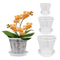Orchid Pot with Saucers, 6 Pack Orchid Pots with Holes, 2 Each of 4.3",5.5",6.1" Clear Plastic Planter for Indoor Outdoor Plants (2 Each of 4.3,5.5",6.1" with Saucers)
