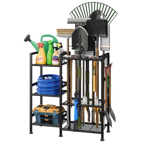 Garden Tool Organizer with Large Hooks, Garage Storage Rack
