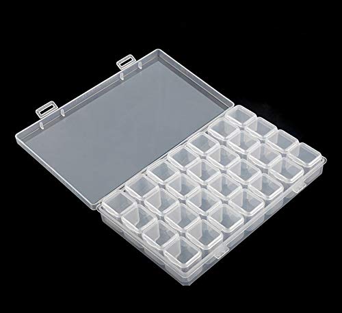 28 Slots Empty Clear Plastic Organizer Box Nail Art Decoration Storage Container Tool for Nail Glitter Rhinestone Crystal, Earrings, Jewelry Beads, Small Accessories (Clear) - view 3