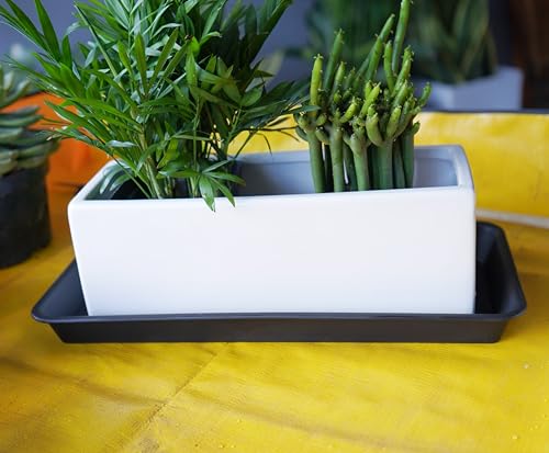 6 Pack Plastic Plant Tray Saucer Rectangular, Heavy Duty Planter Saucers for Indoors, Plant Water Drip Trays for Flower Pot Planter, Windowsill Pot Tray, Seed Starting Growing Trays - view 6
