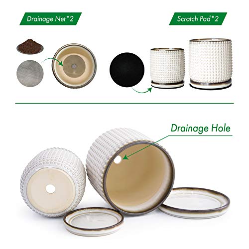 Beaded Ceramic Planter Pots, 4/6 in, Smoked White, 27-D-U-1 - view 4