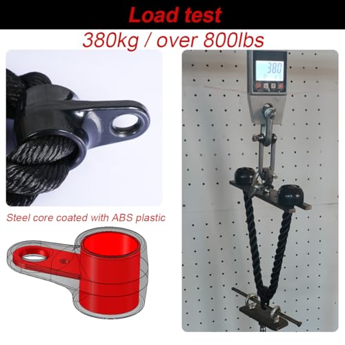 Tricep Rope 27 & 36 inches 2 Colors Fitness Attachment Cable Machine Pulldown Heavy Duty Coated Nylon Rope with Solid Rubber Ends - view 2