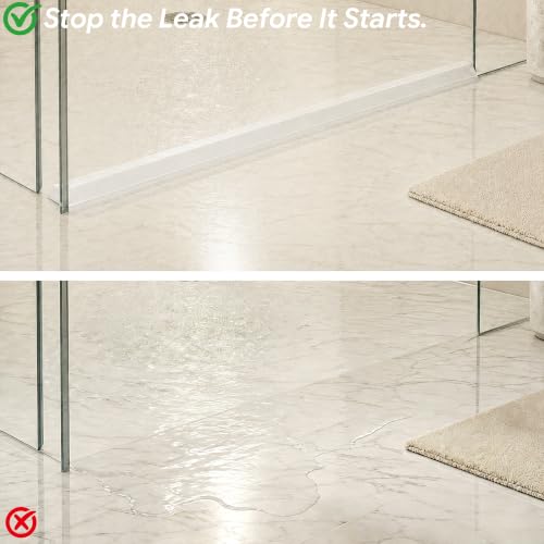 39" Shower Threshold Water Dam, Self-Adhesive Silicone Water Barrier & Shower Water Guard, Solid Triangle Stopper for Walk-In & Curbless Showers, Bathtubs & Sinks, Keeps Floor Dry - view 5