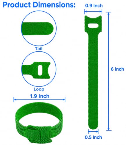 60PCS Green Reusable Adjustable Garden Cable Ties, Plant Support 6x1/2 inch - view 2