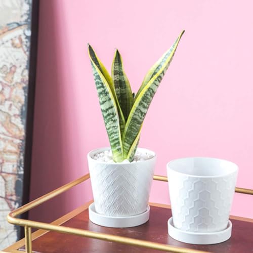 5in Ceramic Flower Pots Set of 4 Plant Pot with Drainage Hole - view 6