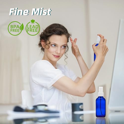 Cobalt Blue Glass Spray Bottles 4 oz, Small, Fine Mist, 4 Pack - view 2
