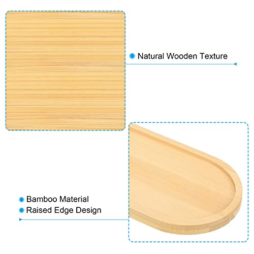 Plant Pot Saucer 9x3 Inch, 4 Pack Bamboo Oval Flower Drip Tray for Home Indoor - view 4