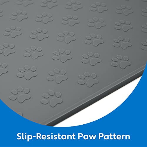 100% Waterproof Dog Food Mat, Raised Edges Silicone Pet Feeding Placemat for Cat, Dogs, Pet Bowls, High Lipped Tray Prevents Water Spills, Food on Floor, Dishwasher Safe, 24x16, Gray - view 4