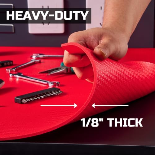 Tool Box Liner 24" Wide x 24 Ft, 1/8" Thick Heavy Duty Toolbox Drawer Liners for Tool Chest Cabinet Workbench & Garage Shelf, Protective Non-Slip Mat for Mechanics & Workshops, Red - view 4