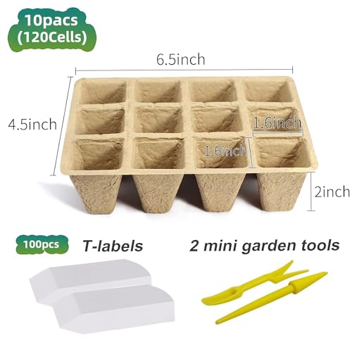 120 Cells Seed Starter Tray, 10 Pack Plant Starter Kit - view 2