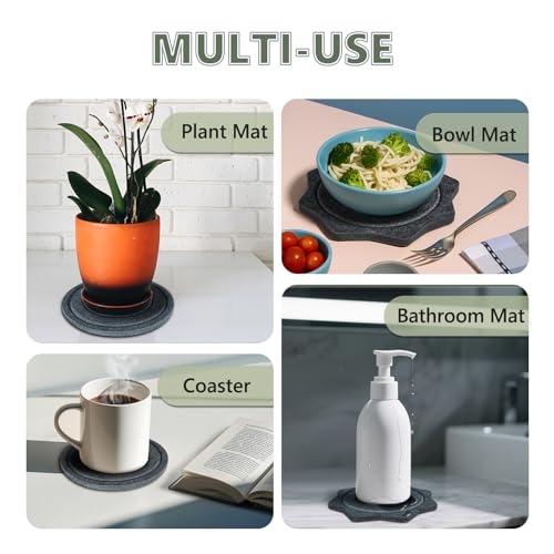 Felt Plant Saucer Mat - 3 Pcs 8 Inch Water Absorbent Planter Coaster, 0.4 Inch Thick Flower Pot Saucer Pad, Planting Drip Tray for Indoors, Fabric Protective Plate for Tabletop and Floor Surface - view 5