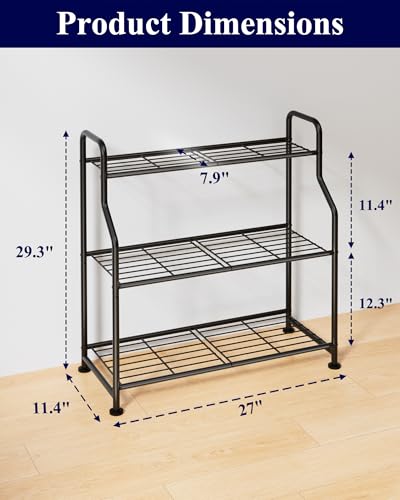 Metal Plant Stand Indoor & Outdoor, 27" Wide - 3 Tier, Black - view 3