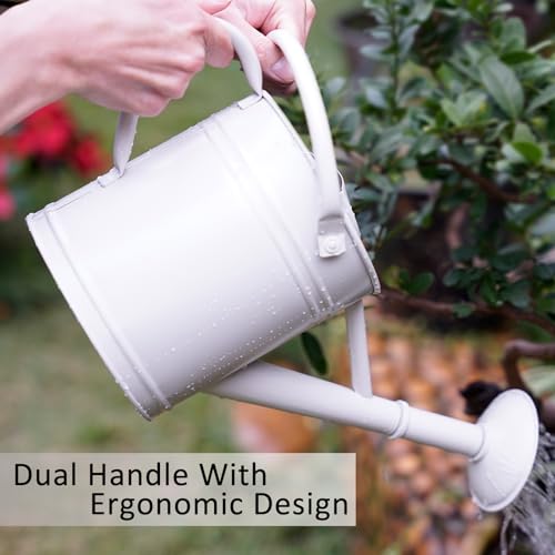 1 Gallon White Metal Watering Can with Removable Watering Rose - view 5