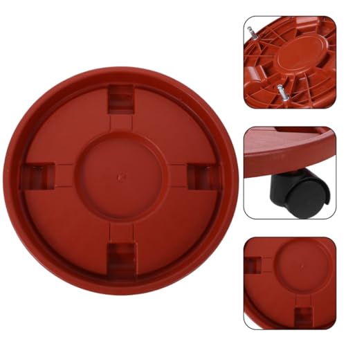 Rolling Plant Tray with Wheels for Flower Pots, Red PP Movable Holder - view 7