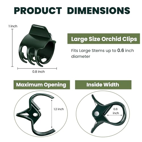 50Pcs Dark Green Large Orchid Plant Clips for Thick Stem Support - view 2