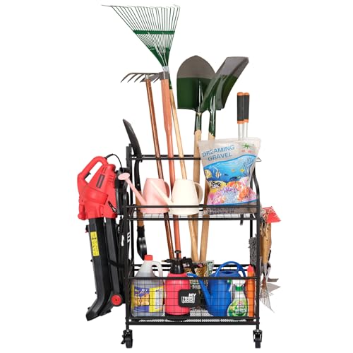 Rolling Garden Tool Organizer for Garage, Yard and Lawn Tools