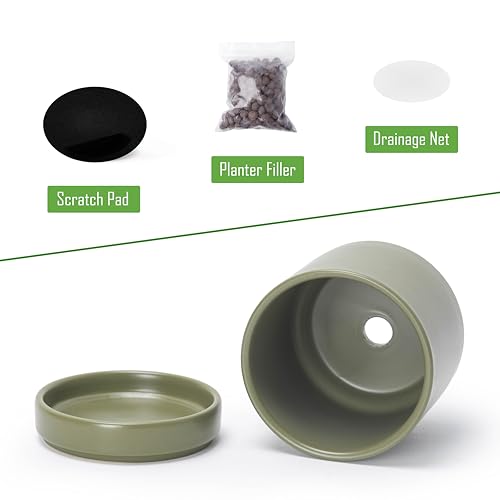 4.7 Inch Ceramic Planter Pot, Olive, 94-O-B-J - view 4