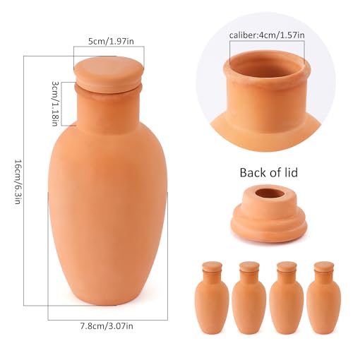 4pcs Ollas 3.1inch Plant Watering Globes Clay Watering Pot with lid Terra Cotta Clay Irrigation Globes Terracotta Watering Simple Irrigation Peripheral Water System Self Watering System - view 2