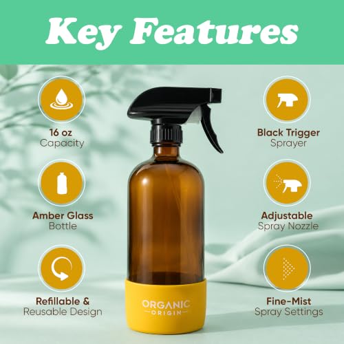 Organic Origin Amber Glass Spray Bottles, 16 oz with Protective Sleve - view 3